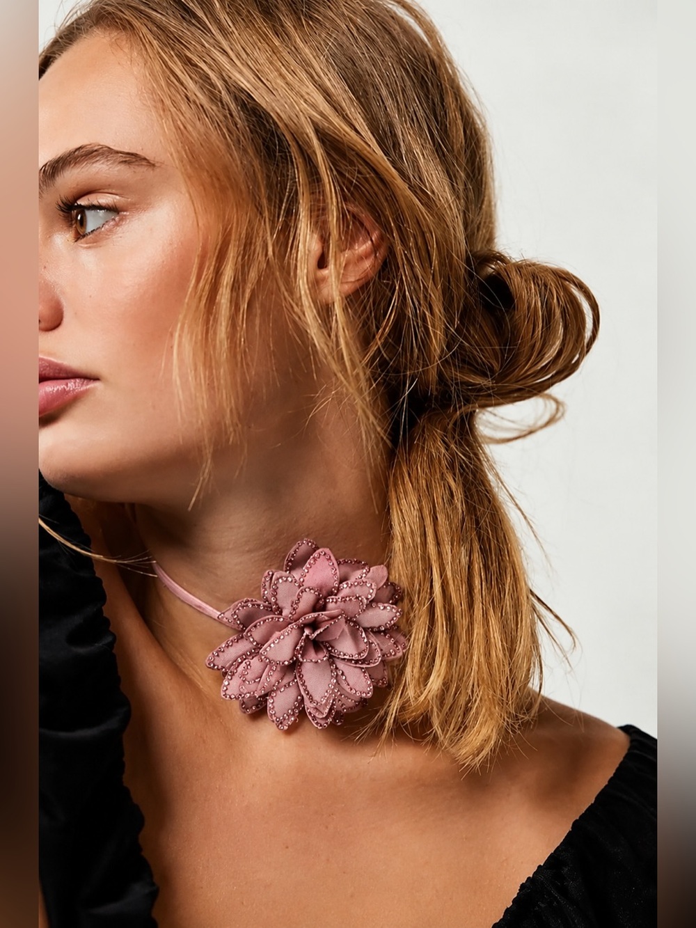 Free People From Dusk Till Dawn Choker: Mauve Floral Choker Necklace